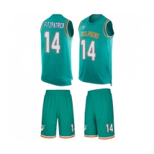 Men's Miami Dolphins #14 Ryan Fitzpatrick Limited Aqua Green Tank Top Suit Football Jersey