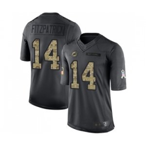 Men's Miami Dolphins #14 Ryan Fitzpatrick Limited Black 2016 Salute to Service Football Jersey