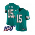 Men's Miami Dolphins #15 Albert Wilson Aqua Green Alternate Vapor Untouchable Limited Player 100th Season Football Jersey