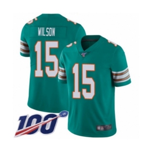 Men's Miami Dolphins #15 Albert Wilson Aqua Green Alternate Vapor Untouchable Limited Player 100th Season Football Jersey