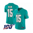 Men's Miami Dolphins #15 Albert Wilson Aqua Green Team Color Vapor Untouchable Limited Player 100th Season Football Jersey