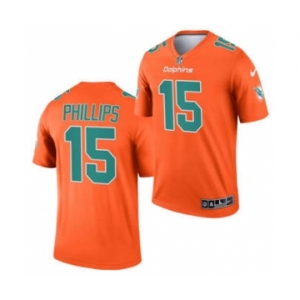 Men's Miami Dolphins #15 Jaelan Phillips Orange 2021 Inverted Legend Stitched Jersey