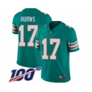 Men's Miami Dolphins #17 Allen Hurns Aqua Green Alternate Vapor Untouchable Limited Player 100th Season Football Jersey