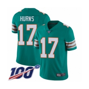 Men's Miami Dolphins #17 Allen Hurns Aqua Green Alternate Vapor Untouchable Limited Player 100th Season Football Jersey