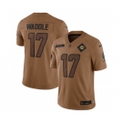 Men's Miami Dolphins #17 Jaylen Waddle 2023 Brown Salute To Service Limited Football Stitched Jersey