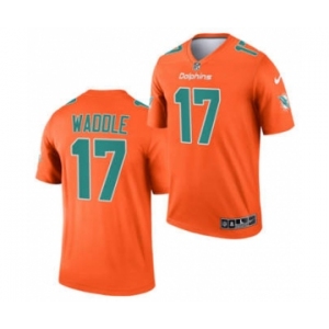 Men's Miami Dolphins #17 Jaylen Waddle Orange 2021 Inverted Legend Stitched Jersey