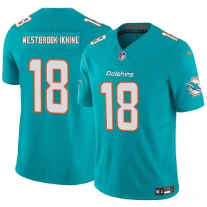 Men's Miami Dolphins #18 Nick Westbrook-Ikhine Aqua 2025 Draft F.U.S.E. Vapor Limited Football Stitched Jersey