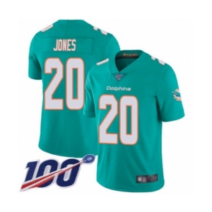 Men's Miami Dolphins #20 Reshad Jones Aqua Green Team Color Vapor Untouchable Limited Player 100th Season Football Jersey