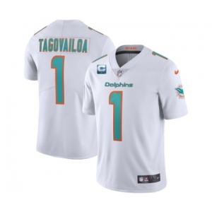 Men's Miami Dolphins 2022 #1 Tua Tagovailoa White With 1-star C Patch Vapor Limited Stitched NFL Jersey