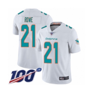 Men's Miami Dolphins #21 Eric Rowe White Vapor Untouchable Limited Player 100th Season Football Jersey