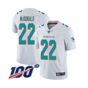 Men's Miami Dolphins #22 T.J. McDonald White Vapor Untouchable Limited Player 100th Season Football Jersey