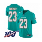 Men's Miami Dolphins #23 Cordrea Tankersley Aqua Green Team Color Vapor Untouchable Limited Player 100th Season Football Jersey