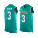 Men's Miami Dolphins #3 Josh Rosen Limited Aqua Green Player Name & Number Tank Top Football Jersey