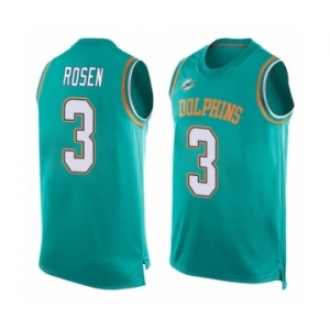 Men's Miami Dolphins #3 Josh Rosen Limited Aqua Green Player Name & Number Tank Top Football Jersey