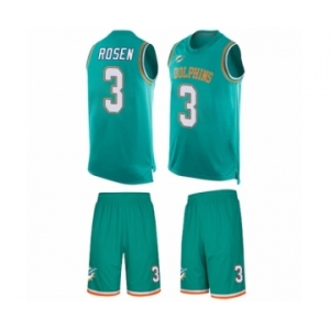 Men's Miami Dolphins #3 Josh Rosen Limited Aqua Green Tank Top Suit Football Jersey