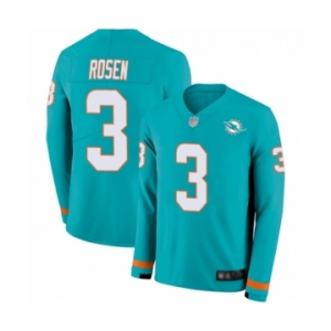 Men's Miami Dolphins #3 Josh Rosen Limited Aqua Therma Long Sleeve Football Jersey