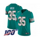 Men's Miami Dolphins #35 Walt Aikens Aqua Green Alternate Vapor Untouchable Limited Player 100th Season Football Jersey