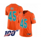 Men's Miami Dolphins #45 Mike Hull Limited Orange Inverted Legend 100th Season Football Jersey