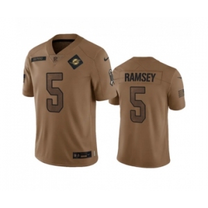 Men's Miami Dolphins #5 Jalen Ramsey 2023 Brown Salute To Service Limited Football Stitched Jersey