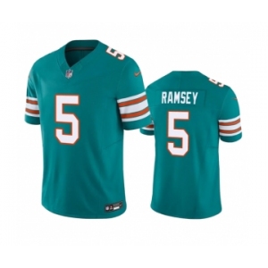 Men's Miami Dolphins #5 Jalen Ramsey Aqua 2023 F.U.S.E Vapor Limited Stitched Football Jersey