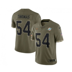 Men's Miami Dolphins #54 Zach Thomas 2022 Olive Salute To Service Limited Stitched Jersey