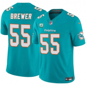 Men's Miami Dolphins #55 Aaron Brewer Aqua 2025 F.U.S.E. With 1-Star C Patch Vapor Limited Football Stitched Jersey