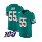 Men's Miami Dolphins #55 Jerome Baker Aqua Green Alternate Vapor Untouchable Limited Player 100th Season Football Jersey