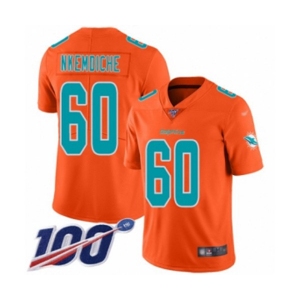 Men's Miami Dolphins #60 Robert Nkemdiche Limited Orange Inverted Legend 100th Season Football Jersey