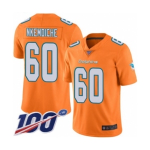 Men's Miami Dolphins #60 Robert Nkemdiche Limited Orange Rush Vapor Untouchable 100th Season Football Jersey