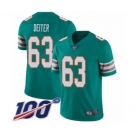 Men's Miami Dolphins #63 Michael Deiter Aqua Green Alternate Vapor Untouchable Limited Player 100th Season Football Jersey