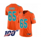 Men's Miami Dolphins #65 Danny Isidora Limited Orange Inverted Legend 100th Season Football Jersey