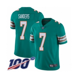 Men's Miami Dolphins #7 Jason Sanders Aqua Green Alternate Vapor Untouchable Limited Player 100th Season Football Jersey