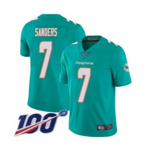 Men's Miami Dolphins #7 Jason Sanders Aqua Green Team Color Vapor Untouchable Limited Player 100th Season Football Jersey