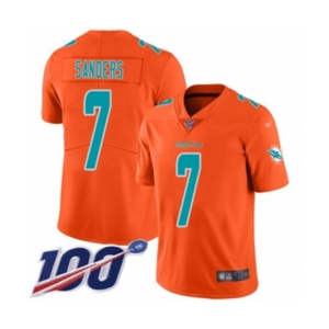 Men's Miami Dolphins #7 Jason Sanders Limited Orange Inverted Legend 100th Season Football Jersey