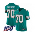 Men's Miami Dolphins #70 Julie'n Davenport Aqua Green Alternate Vapor Untouchable Limited Player 100th Season Football Jersey