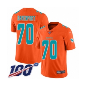 Men's Miami Dolphins #70 Julie'n Davenport Limited Orange Inverted Legend 100th Season Football Jersey