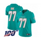 Men's Miami Dolphins #77 Adam Joseph Duhe Aqua Green Team Color Vapor Untouchable Limited Player 100th Season Football Jersey