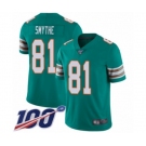 Men's Miami Dolphins #81 Durham Smythe Aqua Green Alternate Vapor Untouchable Limited Player 100th Season Football Jersey