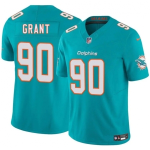 Men's Miami Dolphins #90 Kenneth Grant Aqua 2025 Draft F.U.S.E. Vapor Limited Football Stitched Jersey