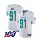 Men's Miami Dolphins #91 Cameron Wake White Vapor Untouchable Limited Player 100th Season Football Jersey