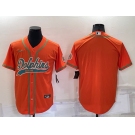 Men's Miami Dolphins Blank Orange Stitched Cool Base Nike Baseball Jersey