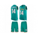 Men's Nike Miami Dolphins #14 Jarvis Landry Limited Aqua Green Tank Top Suit NFL Jersey