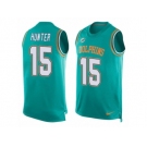 Men's Nike Miami Dolphins #15 Justin Hunter Limited Aqua Green Player Name & Number Tank Top NFL Jersey