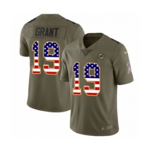 Men's Nike Miami Dolphins #19 Jakeem Grant Limited Olive USA Flag 2017 Salute to Service NFL Jersey