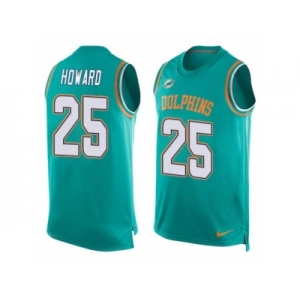 Men's Nike Miami Dolphins #25 Xavien Howard Limited Aqua Green Player Name & Number Tank Top NFL Jersey