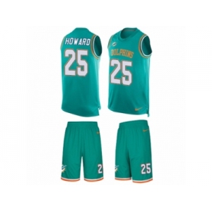 Men's Nike Miami Dolphins #25 Xavien Howard Limited Aqua Green Tank Top Suit NFL Jersey