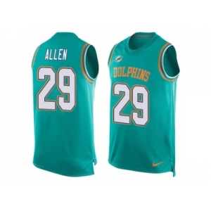 Men's Nike Miami Dolphins #29 Nate Allen Limited Aqua Green Player Name & Number Tank Top NFL Jersey