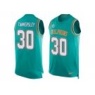 Men's Nike Miami Dolphins #30 Cordrea Tankersley Limited Aqua Green Player Name & Number Tank Top NFL Jersey