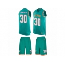 Men's Nike Miami Dolphins #30 Cordrea Tankersley Limited Aqua Green Tank Top Suit NFL Jersey