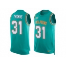 Men's Nike Miami Dolphins #31 Michael Thomas Limited Aqua Green Player Name & Number Tank Top NFL Jersey